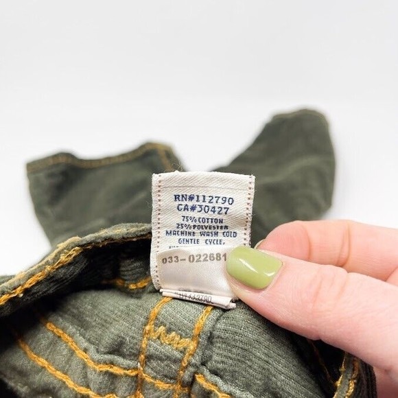 True Religion Corduroy Pants Kids Girls Classic Stretch Wide Leg Green Size 4 - Picture 6 of 9